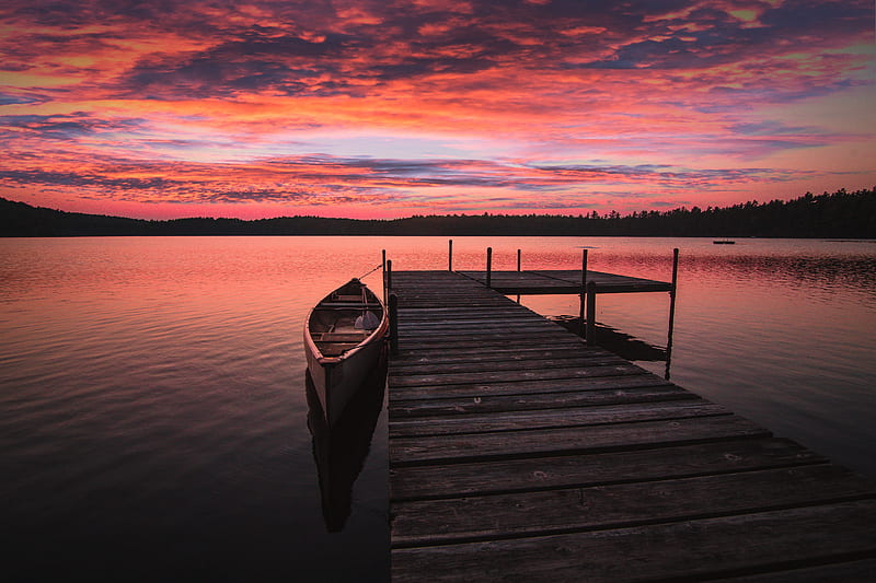 Boat Dock Sunrise , dock, boat, sunrise, sunset, nature, HD wallpaper