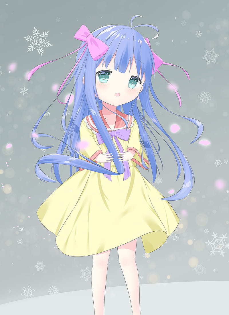 Anime Girl, Pink Hair, Scarf, Snowflake, Blue HD phone wallpaper | Pxfuel