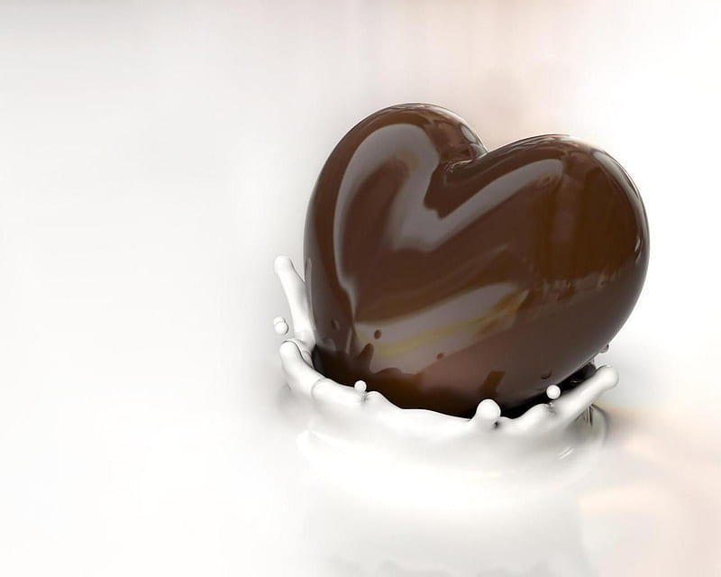 Chocolate Heart, valentines, brown, chocolate, love, heart, milk, abstract, HD wallpaper