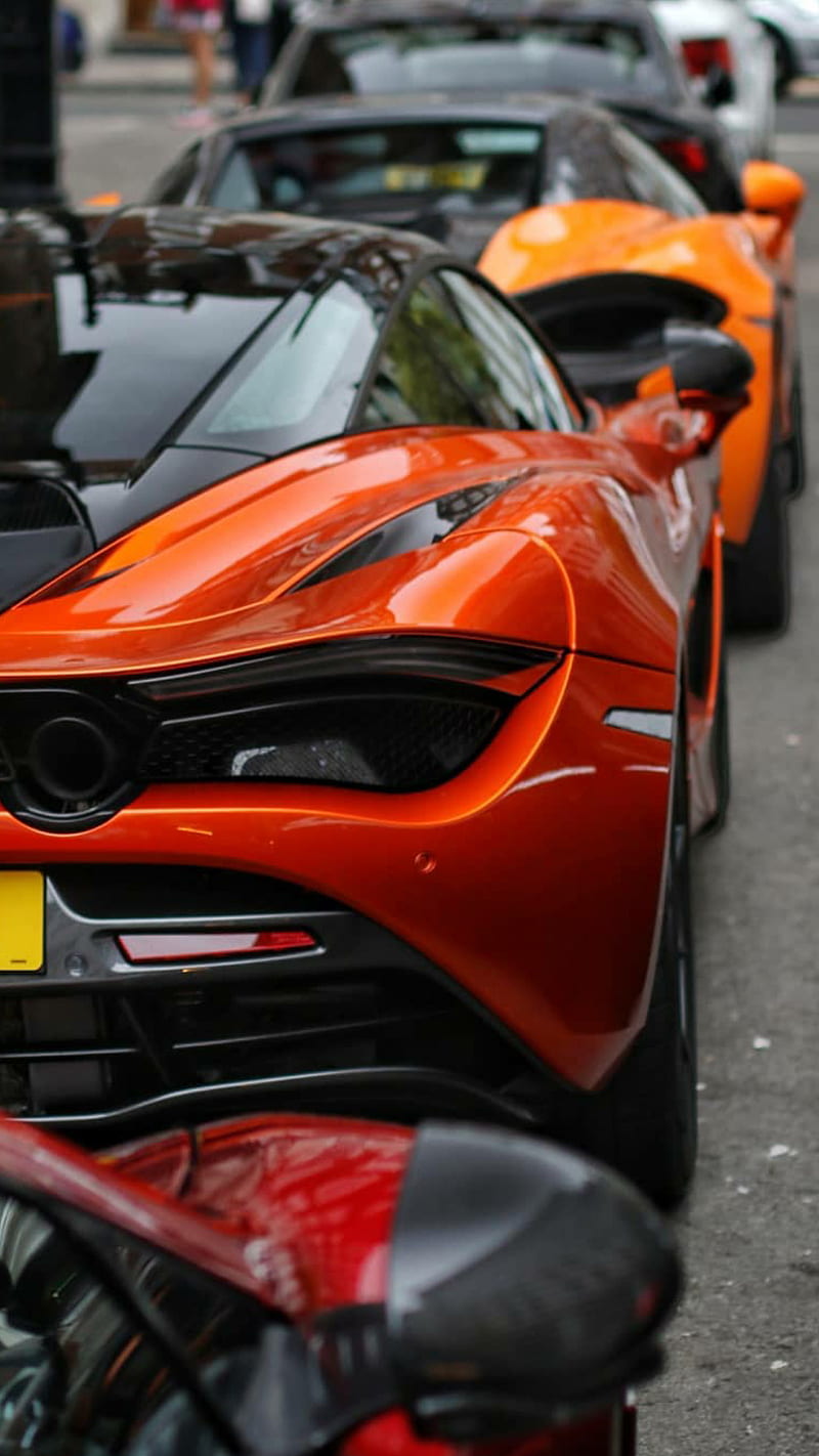 McLaren Line Up, 570s, 720s, carros, fast, hypercars, mclaren, orange, speed, supercar, HD phone wallpaper