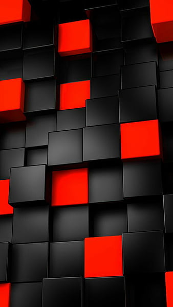 Red Black Blocks, cube, cubes, HD phone wallpaper | Peakpx