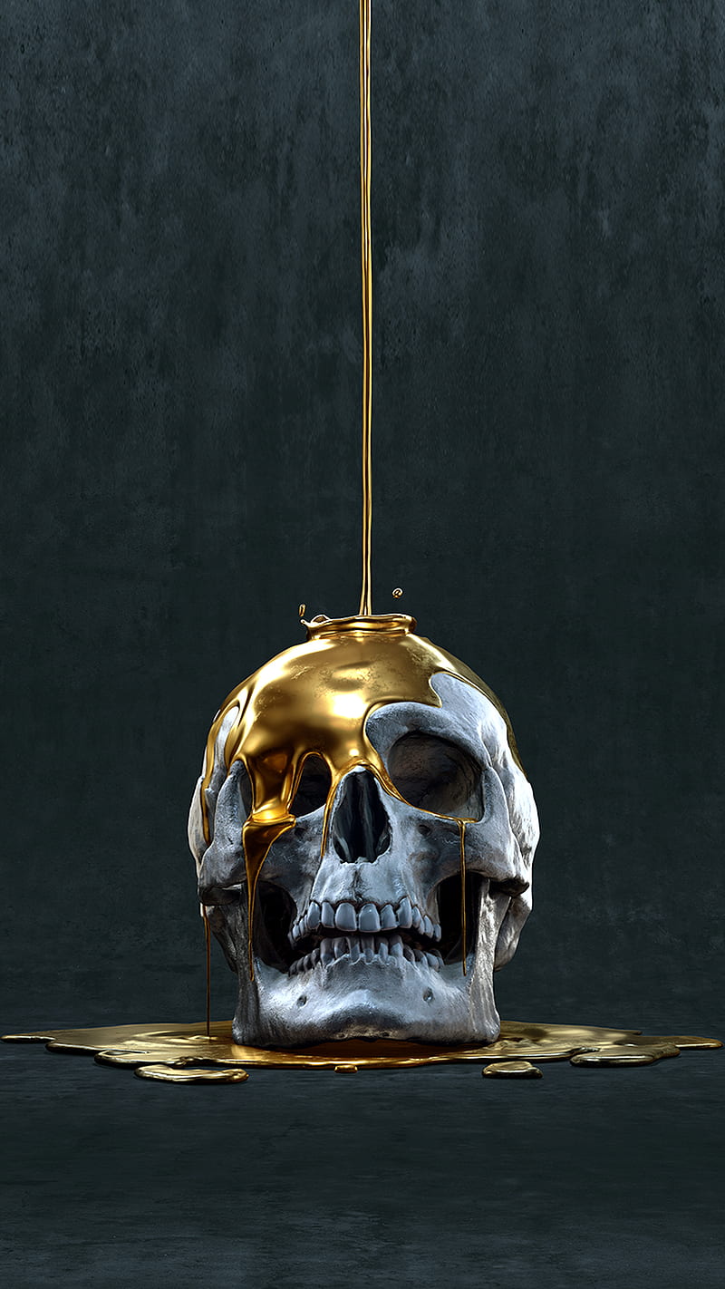 gold skull, crane, or, HD phone wallpaper