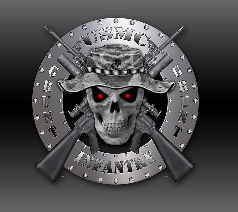 Skull Usmc Grunt, grunt, infantry, jarhead, marine corps, marines, usmc, HD wallpaper
