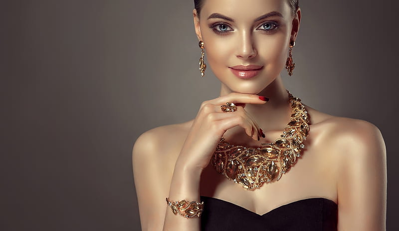 Girl, Jewellery, Makeup, Smile, Model, HD wallpaper