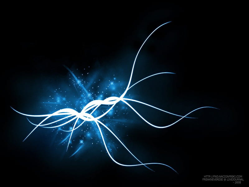 electric current, 3d, cg, dark, black, abstract, blue, HD wallpaper