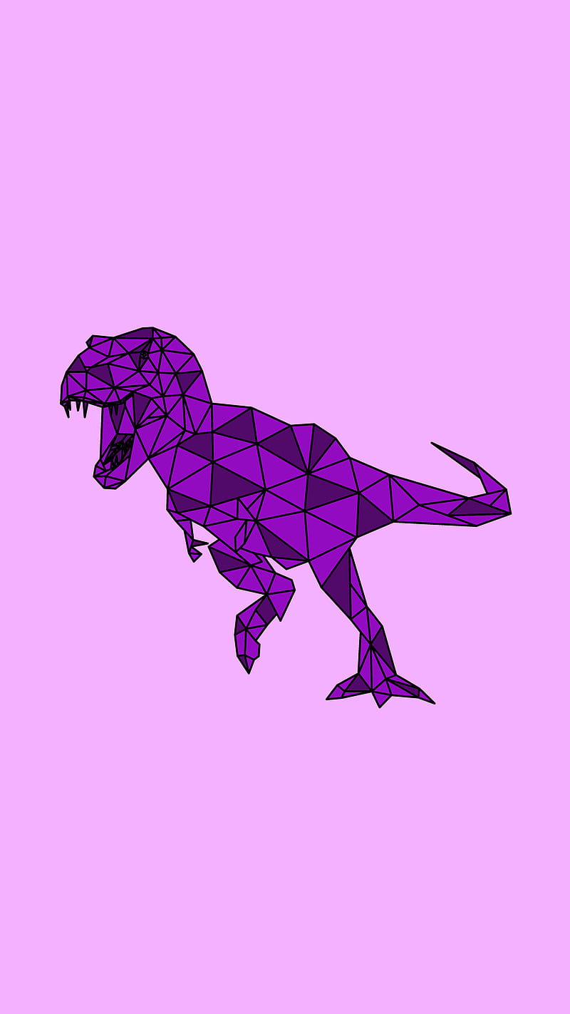 Tyrannosaurus Rex, DimDom, Dinosaur, Purple, T-rex, animal, cute, geometric, low poly, HD phone wallpaper