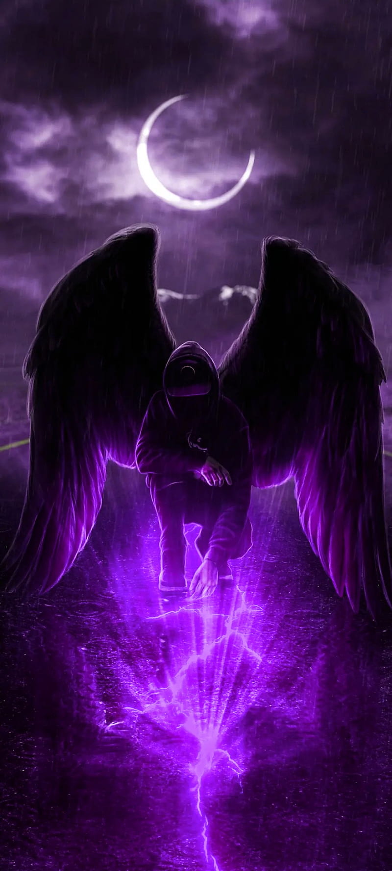 Purple deathangel, angel, black, dark, dark angel, death, HD phone wallpaper