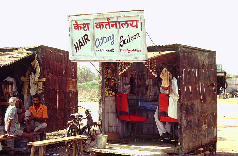 small business in india, man, barber, indian, shack, HD wallpaper