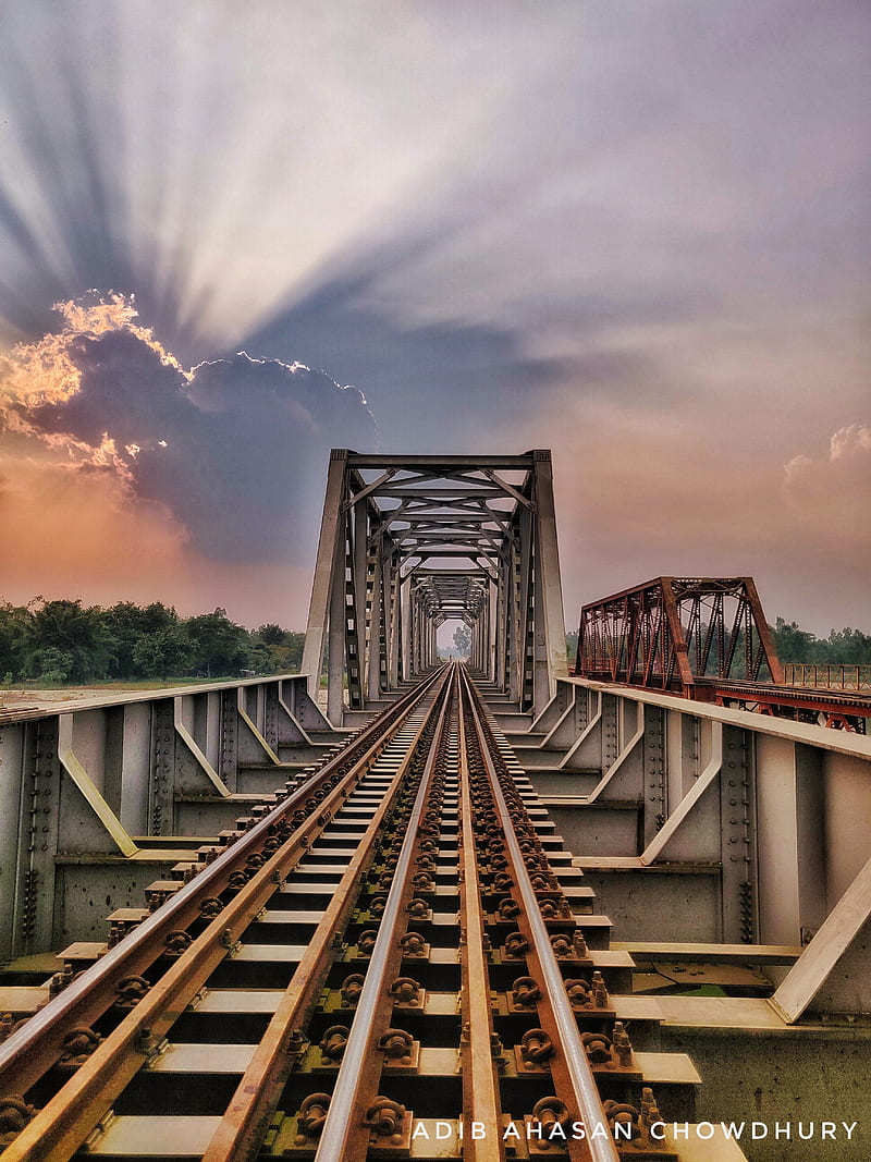 Rail Line , astronomy, bridge, dark, new, play, rail line, railway, road, station, HD phone wallpaper