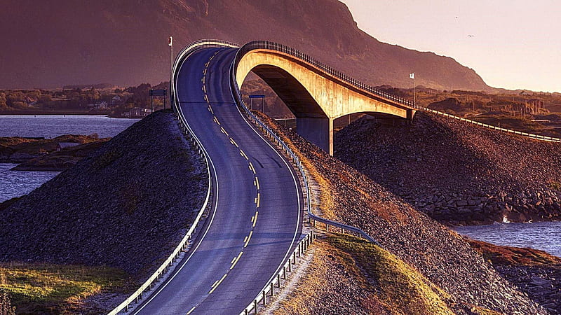Storseisundet Bridge, Atlantic Ocean Road, Norway, bridge, ocean, highway, nature, atlantic, road, HD wallpaper