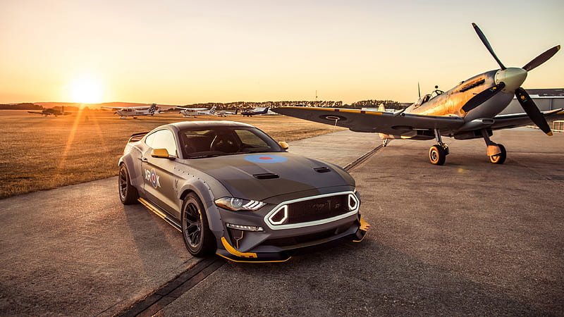 Ford, america, britain, eagle, england, gt, mustang, plane, spitfire, usa, HD wallpaper