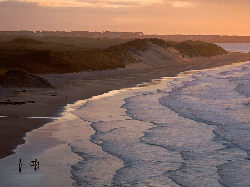 Portrush Beach, County Antrim, Ireland, sunset, ireland, portrush beach, HD wallpaper
