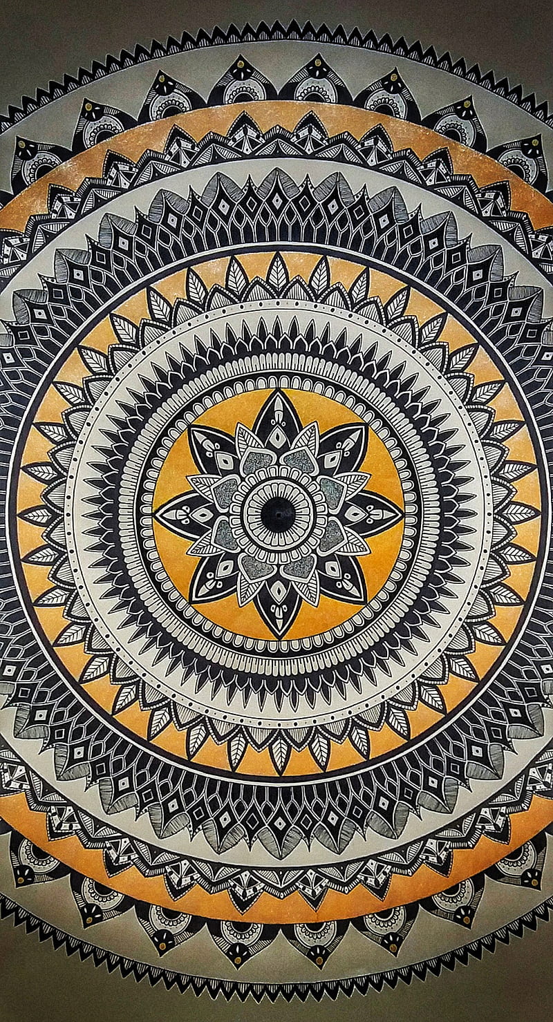 Mandal Art #3 (Size A4) - International Indian Folk Art GalleryMandala art  begins with the centre, radiating out with symbols and designs as the  pattern grows larger. There are three basic layers
