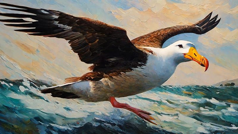 Albatross, animal, bird, ocean, HD wallpaper