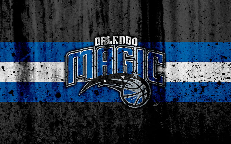Orlando Magic, grunge, NBA, basketball club, Eastern Conference, USA, emblem, stone texture, basketball, Southeast Division, HD wallpaper