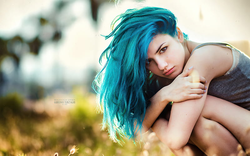 Delaia Gonzalez Blue Hairs , delaia-gonzalez, girls, model, HD wallpaper