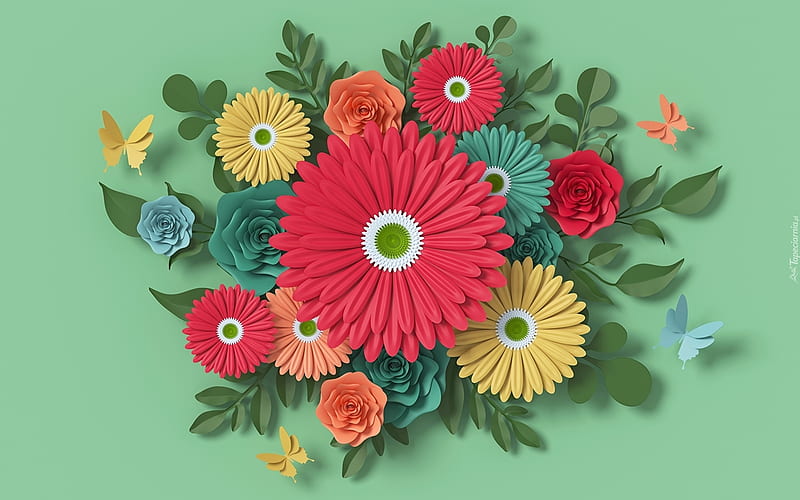 Colorful Flowers, colors, flowers, abstract, vector, HD wallpaper