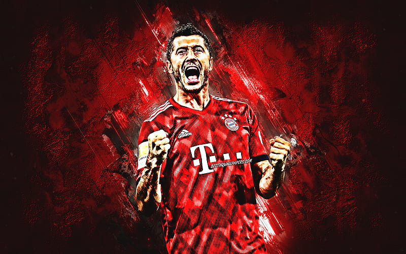 Robert Lewandowski, Bayern Munich, striker, red stone, portrait, famous footballers, football, Polish footballers, grunge, Bundesliga, Germany, HD wallpaper
