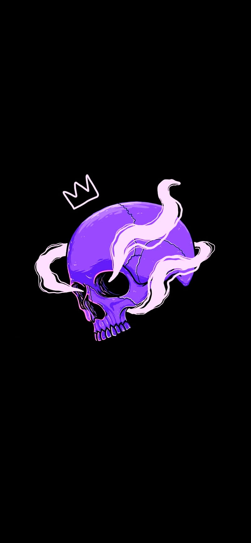 Skull, black, crown, horror, king, purple, queen, smoke, spooky, white, HD phone wallpaper