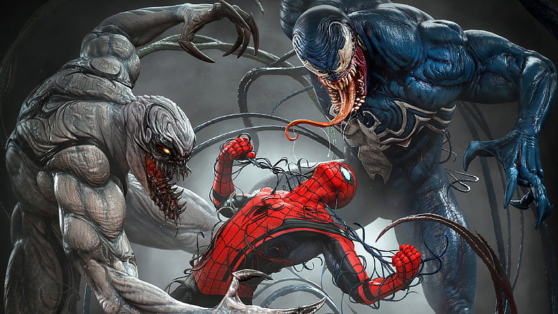 Venom vs Spiderman, battle, fan art, superheroes, artwork, Spider-Man, DC  Comics, HD wallpaper | Peakpx