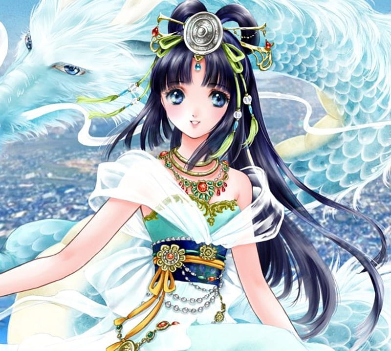 ~❀ADORE❀~, pretty, adorable, magic, dragon, women, sweet, fantasy, love, anime, royalty, heaven, beauty, anime girl, gems, jewel, purple eyes, long hair, mystical, lovely, ribbon, gown, amour, sexy, jewelry, cute, oriental, chinese, maiden, dress, divine, adore, bonito, celestial, sublime, woman, blossom, gemstone, hot, blue eyes, black hair, gorgeous, female, exquisite, kawaii, girl, blue hair, precious, magical, lady, angelic, HD wallpaper