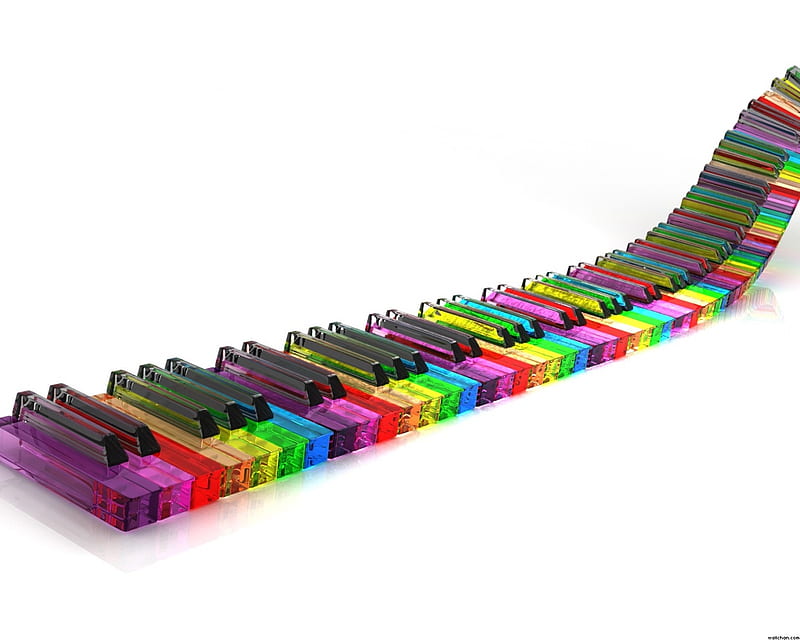 Glass Colored Keyboard, keys, colored, music, rainbow, tunes, lives, piano, HD wallpaper