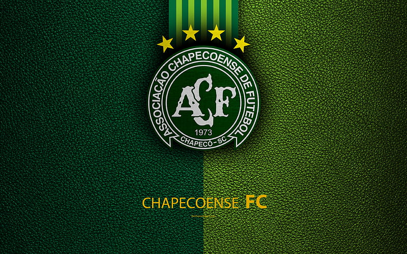 Chapecoense FC Brazilian football club, Brazilian Serie A, leather texture, emblem, Chapecoense logo, Chapeco, Santa Catarina, Brazil, football, HD wallpaper