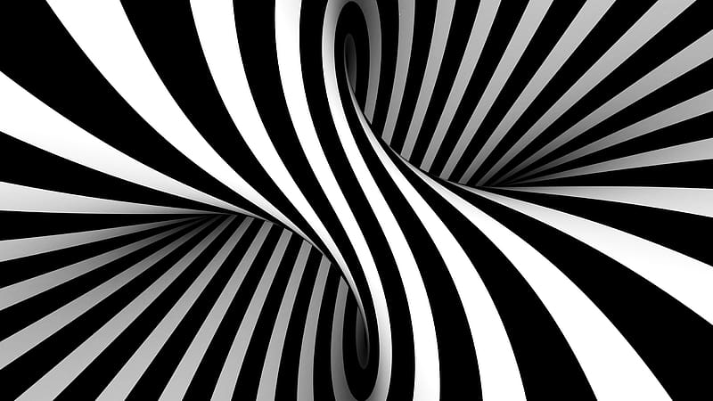 Abstract, Optical Illusion, Black & White, HD wallpaper