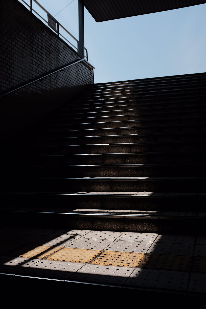 stairs, steps, rails, shadow, HD phone wallpaper
