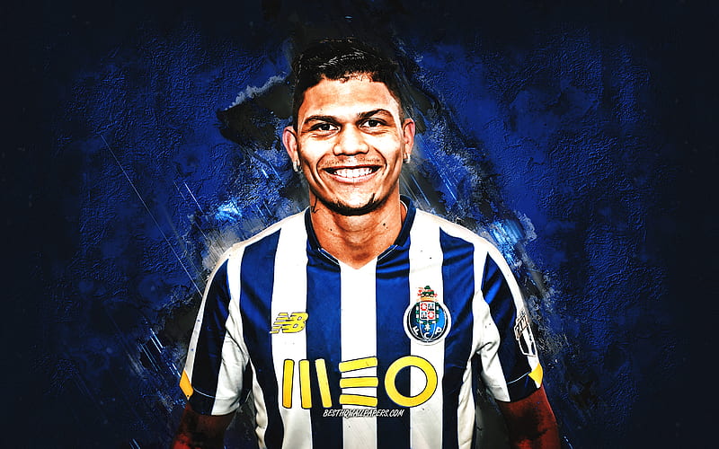Evanilson, portrait, FC Porto, Francisco Evanilson de Lima Barbosa, blue stone background, football, HD wallpaper
