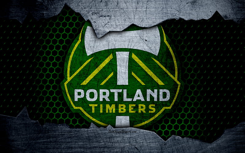 Portland Timbers logo, MLS, soccer, Western Conference, football club, USA, grunge, metal texture, Portland Timbers FC, HD wallpaper