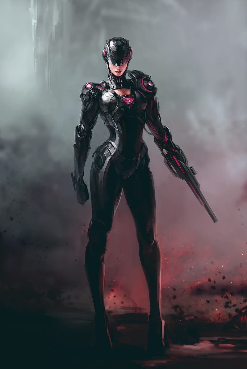 Soldier Female Soldier Science Fiction Cyborg Cyber Woman Futuristic Digital Art Hd Phone