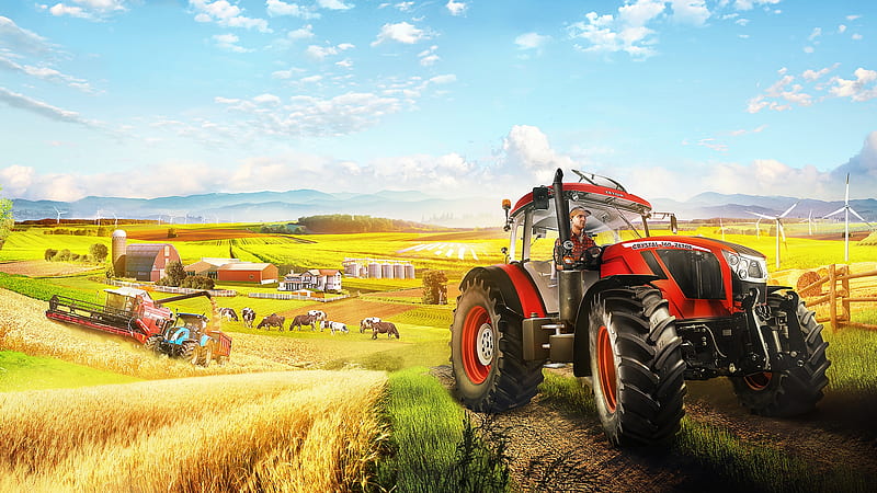 Pure Farming 2018, tractor, farming, game, video game simulation, fun, simulator, gaming, realistic, field, casual, HD wallpaper