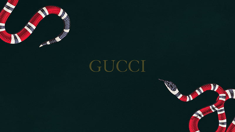 Gucci Word With Red Black Snake In Green Background Gucci, HD wallpaper