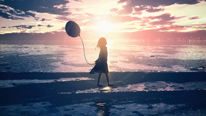 Being Alone Is Peaceful, anime-girl, anime, alone, artist, artwork, digital-art, balloon, pixiv, HD wallpaper
