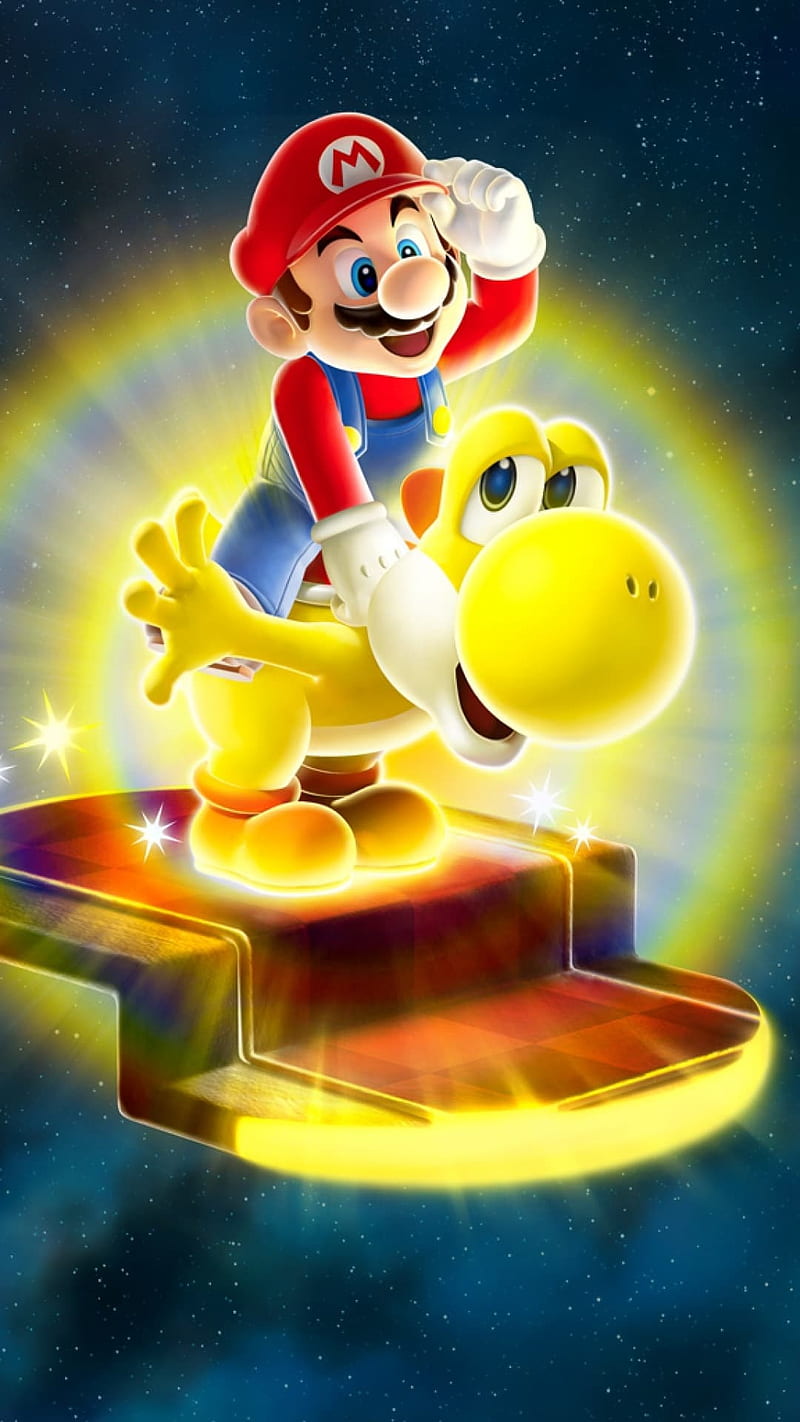 Mario, galaxy, games, gold, mario galaxy, yellow, HD phone wallpaper