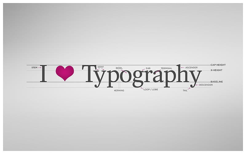 I Love Typography, computer, typography, love, heart, HD wallpaper