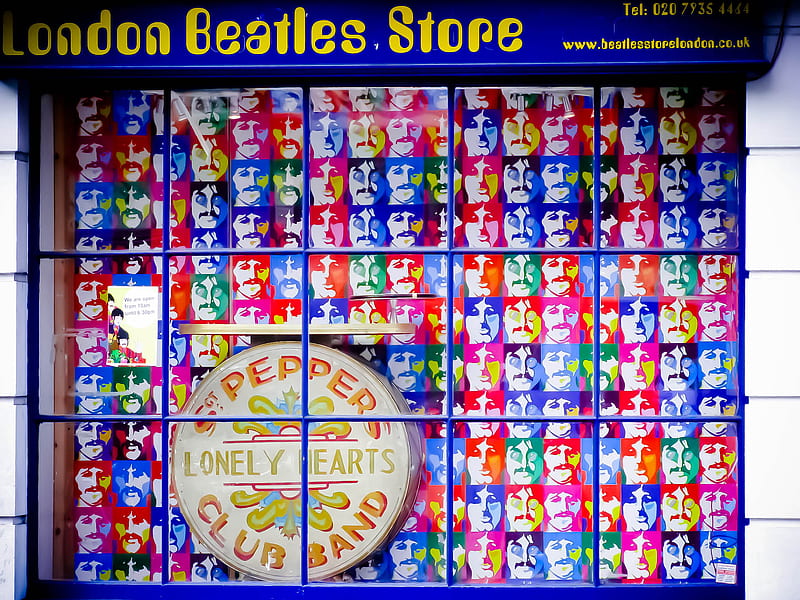 London Beatles Store, beatles, britain, british, england, music, band, club, english, london, sixties, store, pepper, colour, street, record, HD wallpaper