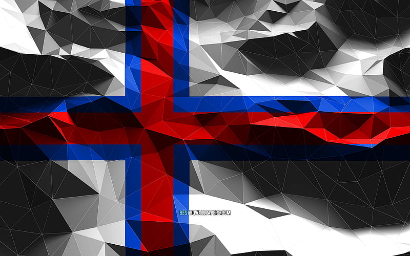 Faroe Islands flag, low poly art, European countries, national symbols, Flag of Faroe Islands, 3D flags, Faroe Islands, Europe, Faroe Islands 3D flag, HD wallpaper