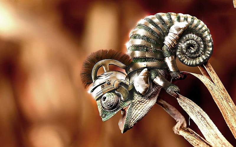 creative, chameleon-gladiator, figure, HD wallpaper