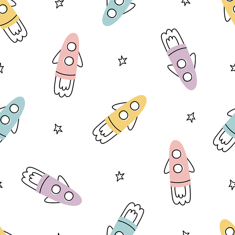 Space background with rockets and stars baby seamless vector pattern in cartoon style for print, , decoration, textile 5539731 Vector Art at Vecteezy, Cute Pharmacy, HD phone wallpaper