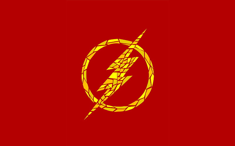 The Flash, logo, minimal, 2018 movie, red background, HD wallpaper