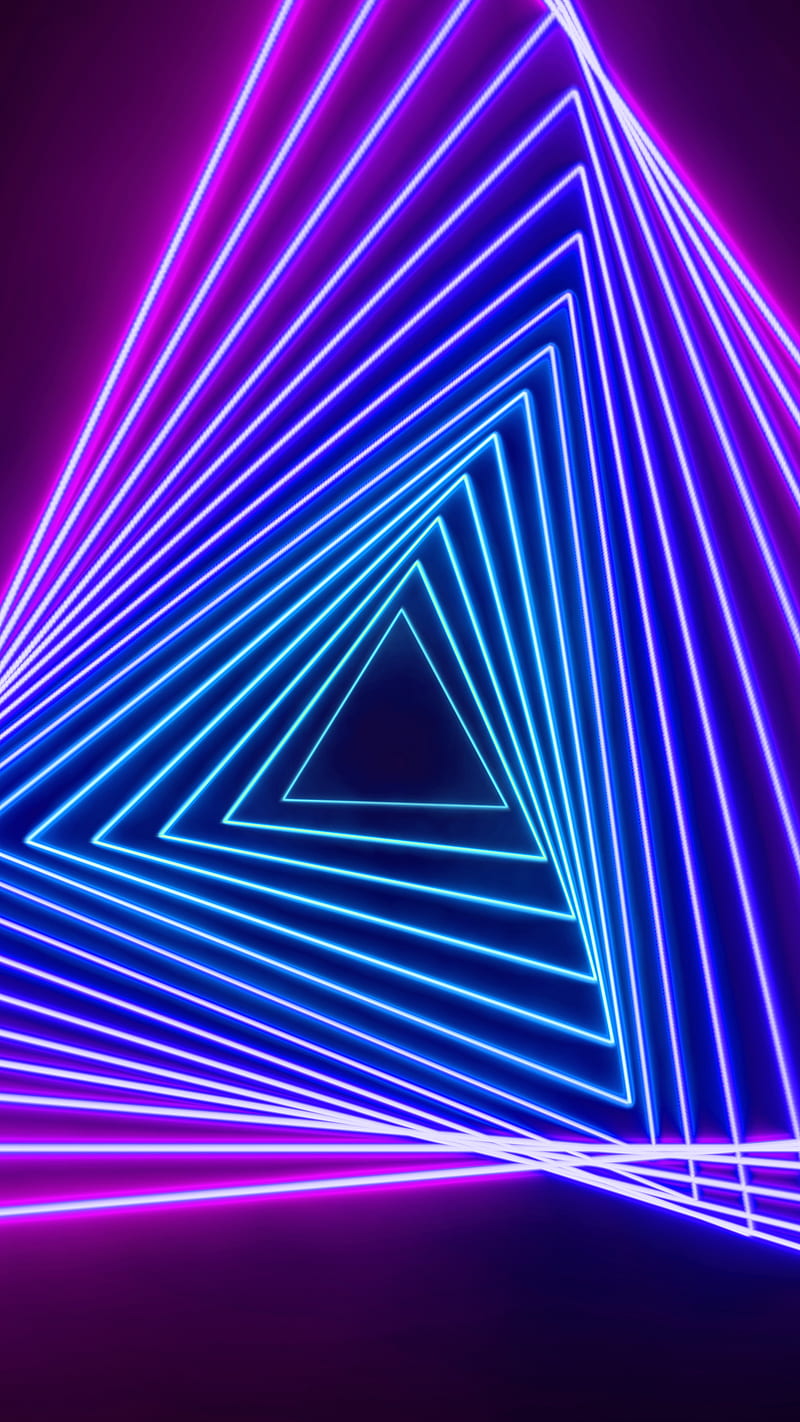 Tunnel Electric, abstract, glow, lines, neon, oled, pink, scifi, triangle, vibrant, HD phone wallpaper