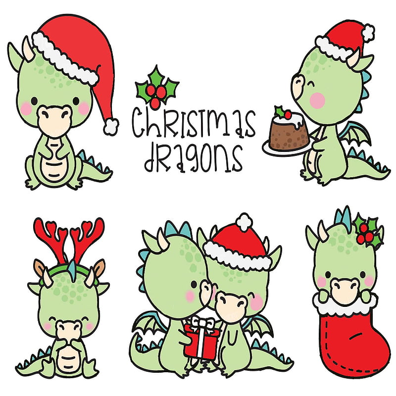 Christmas dragon, yule, winter, holiday, kawaii, HD wallpaper Peakpx