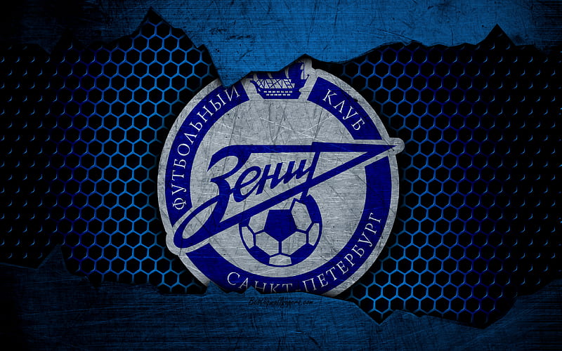 Zenit Saint Petersburg logo, Russian Premier League, soccer, football club, Russia, Zenit, grunge, metal texture, Zenit Saint Petersburg FC, HD wallpaper