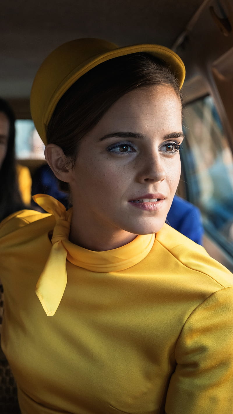 Emma Watson, actress, cute, female, girl, yellow, HD phone wallpaper