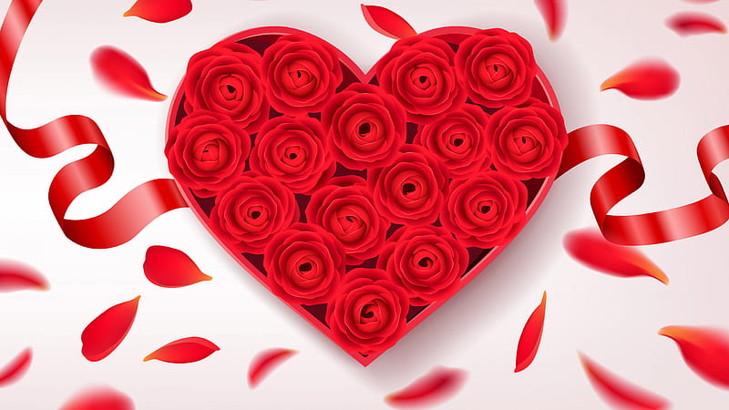 Ramo de rosas rojas corazón en forma de corazón, Fondo de pantalla HD |  Peakpx