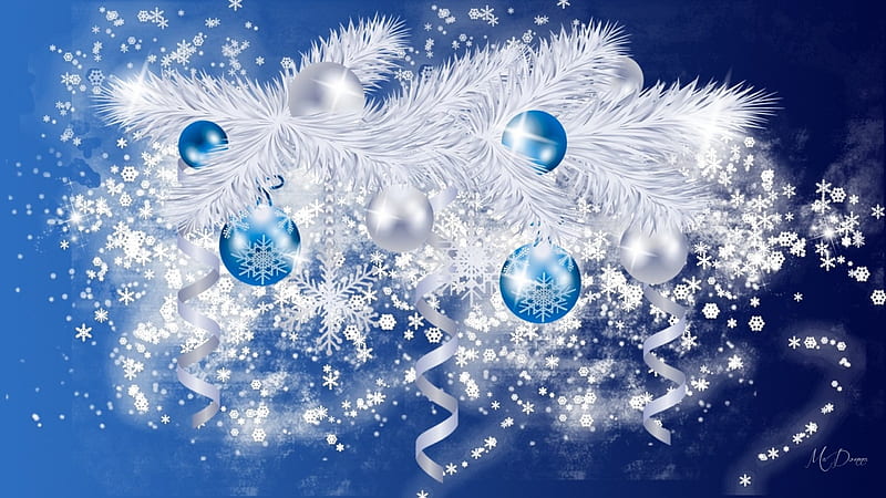 Blue Christmas, Christmas, Feliz Navidad, New Years, ribbon, garland ...