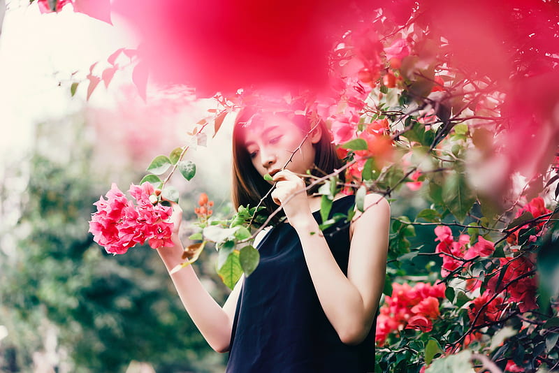Women, Asian, Flower, Girl, Mood, HD wallpaper | Peakpx