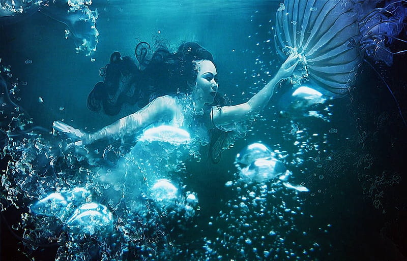 Under the Sea, bubbles, girl, ocean, sea, beauty, HD wallpaper | Peakpx